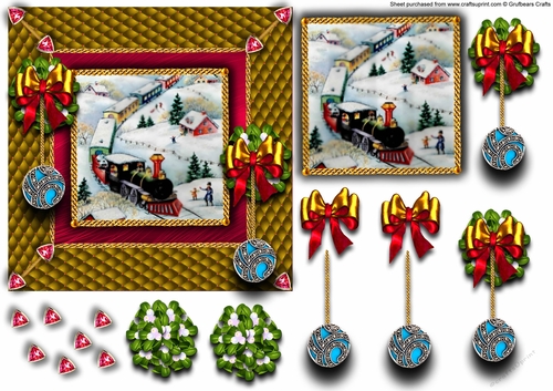 Gold Quilted Card - Christmas Train