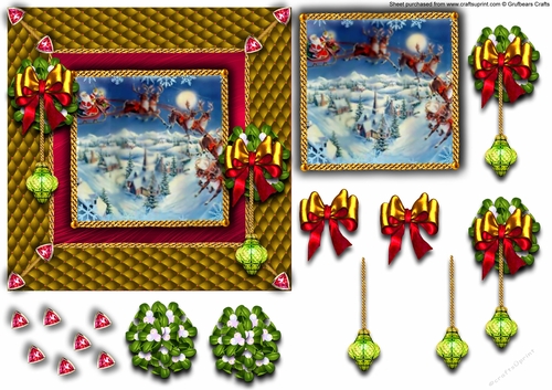 Gold Quilted Card - Santas Sleigh