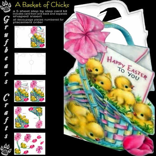 A Basket of Chicks Shaped Easter Card