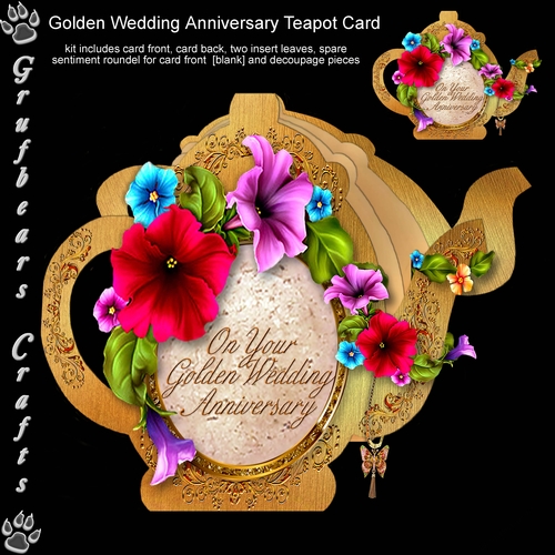 Golden Wedding Teapot Shaped Card