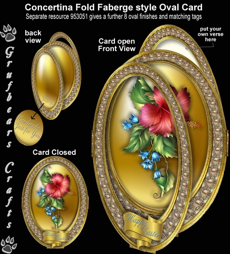 Concertina Fold Oval Card - Hibiscus