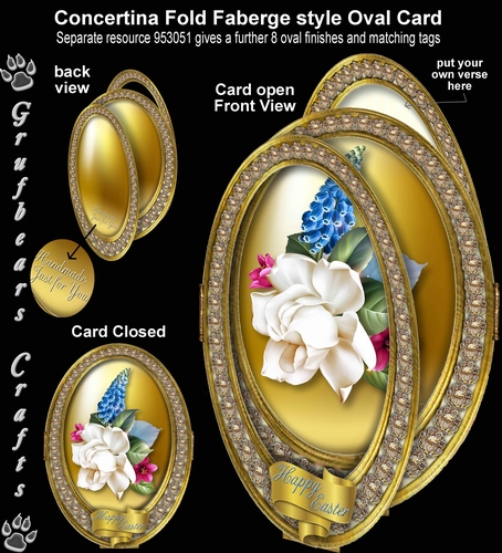 Concertina Fold Oval Card - Muscari