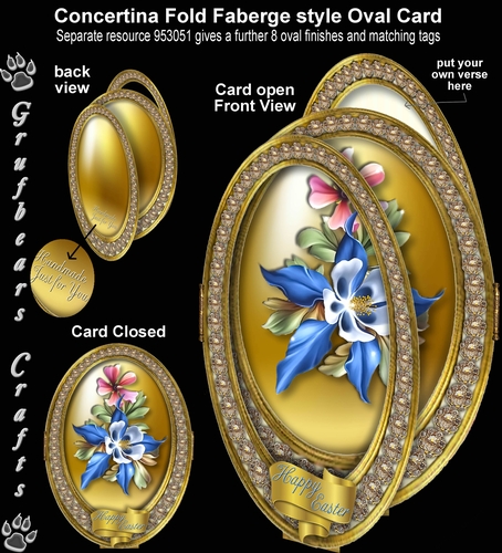 Concertina Fold Oval Card - Aquilegia
