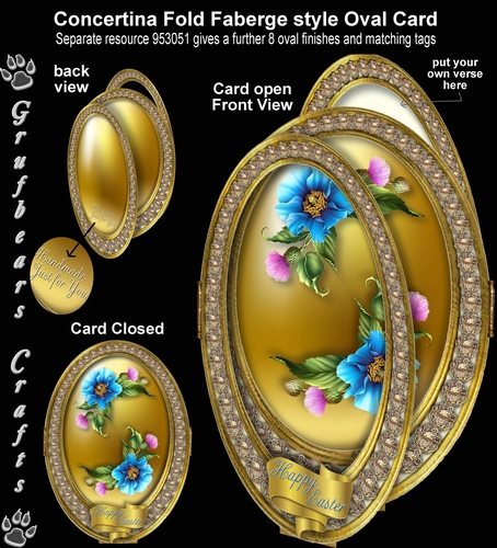 Concertina Fold Oval Card - Himalayan Poppies