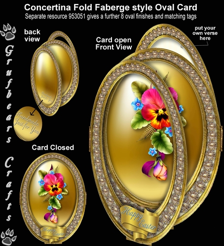 Concertina Fold Oval Card  - Pansy 