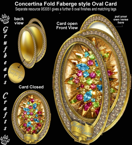 Concertina Fold Oval Card - Bejeweled