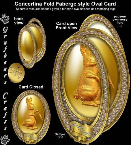 Concertina Fold Oval Card - Golden Rabbit
