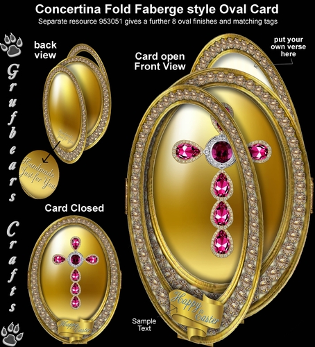 Concertina Fold Oval Card - Rose Jewel Crucifix