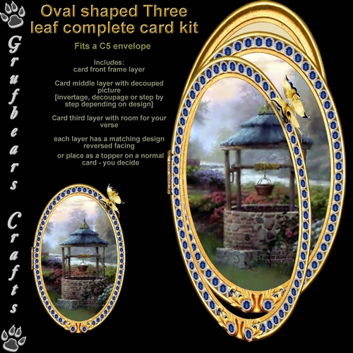 Oval three leaf card - Wishing Well
