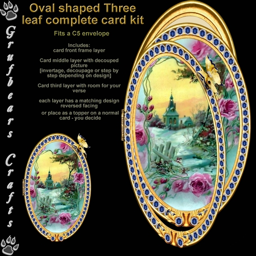 Oval three leaf card - Church View