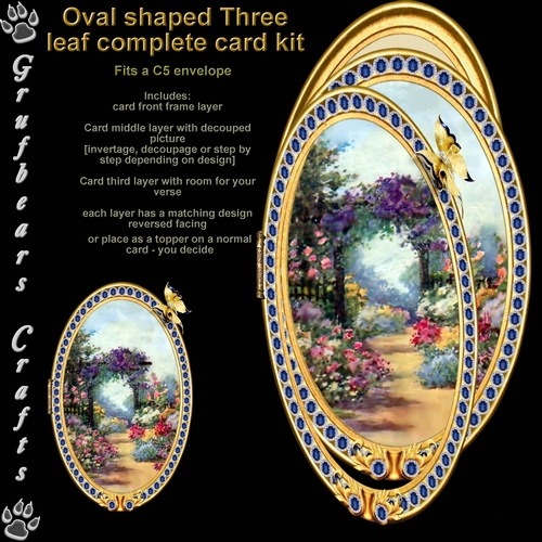Oval Three Leafed Card - Summer Garden