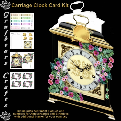 Carriage Clock Card - Wildflowers