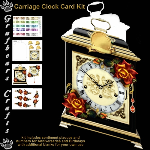 Carriage Clock Card - Golden Flower