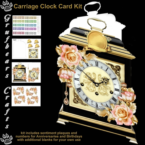 Carriage Clock Card - Sunkissed Rose