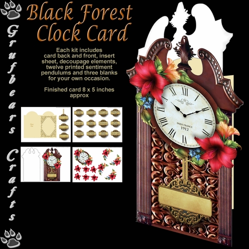 Black Forest Clock Card - Amaryllis corsage