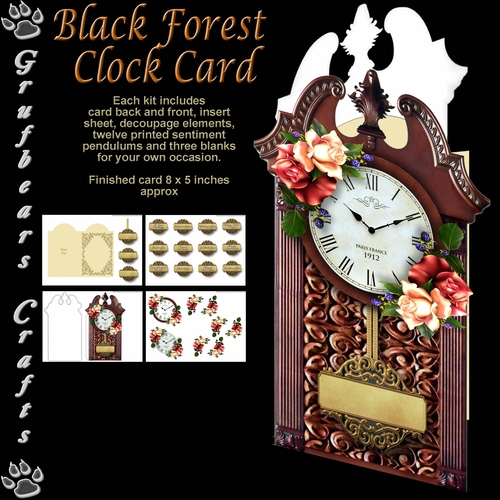 Black Forest Clock Card - Autumn Roses