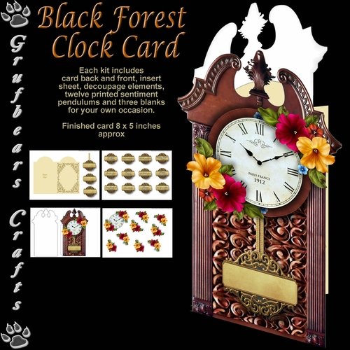 Black Forest Clock Card - Petunias
