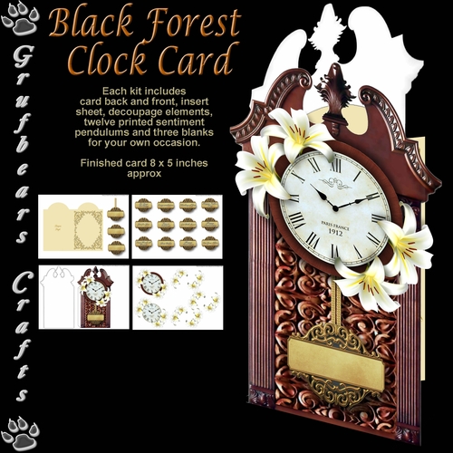 Black Forest Clock Card - White Lilies