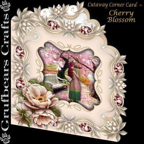 Cutaway Corner Card - Cherry Blossom
