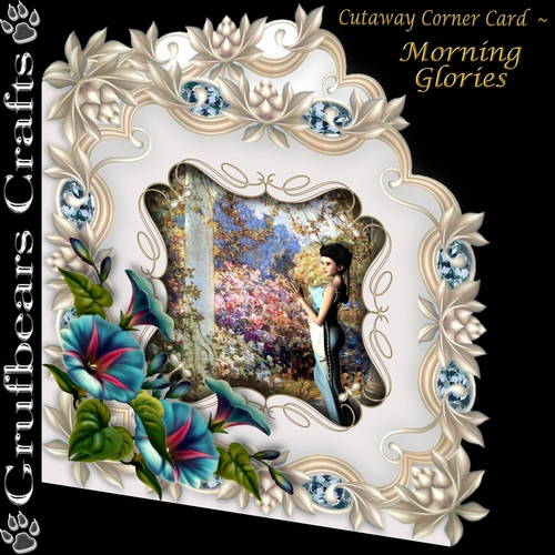 Cutaway Corner Card - Morning Glories