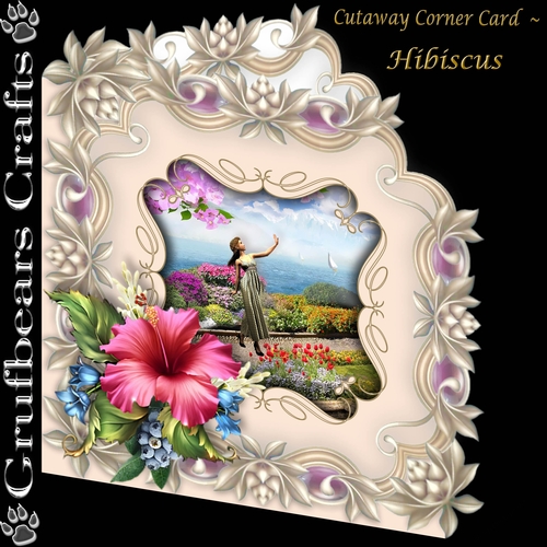 Cutaway Corner Card - Hibiscus