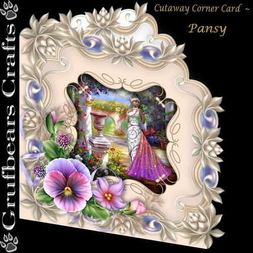 Cutaway Corner Card - Pansy