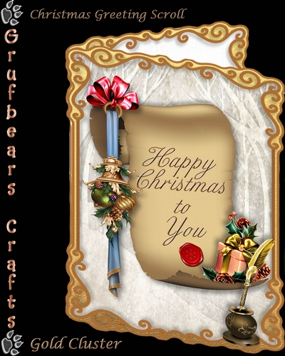 Christmas Greeting Scroll - Gold Cluster