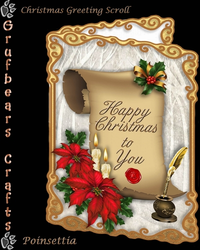 Christmas Greeting Scroll - Poinsettia