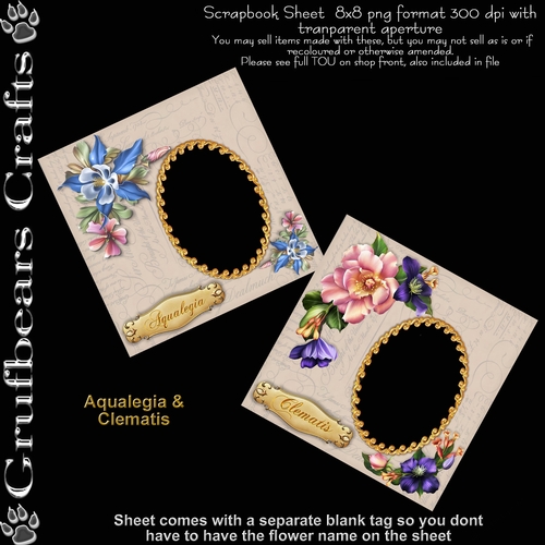 Floral Scrapbook/Card Fronts - Aquilegia/Clematis