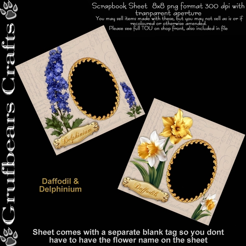 Floral Scrapbook/Card Fronts - Daffodils/Delphinium