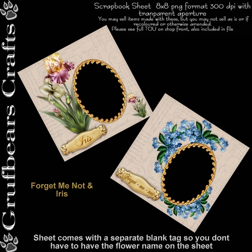 Floral Scrapbook/Card Fronts - Forget me not/Iris