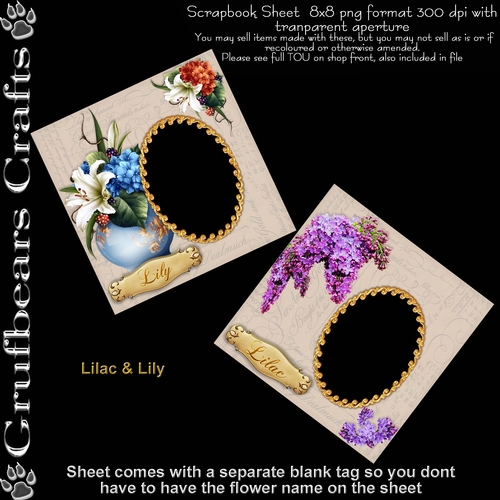 Floral Scrapbook/Card Fronts - Lilac/Lily