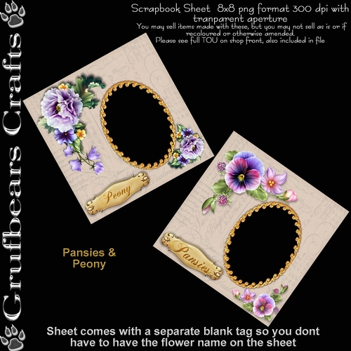 Floral Scrapbook/Card Fronts - Pansy & Peony