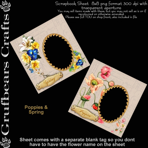 Floral Scrapbook/Card Fronts - Poppies & Spring