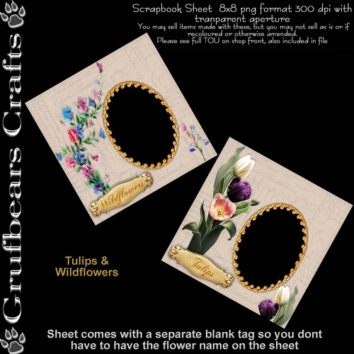 Floral Scrapbook/Card Fronts - Tulips & Wildflowers