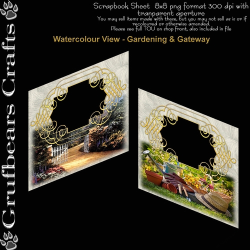Quick Pages/Card Fronts Watercolour View - Gardening & Gateway