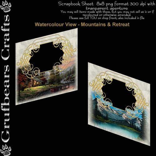 Quick Pages/Card Fronts Watercolour View - Mountains & Retreat