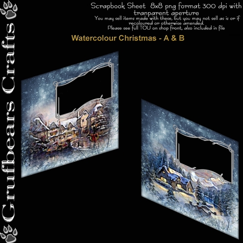 Quick Pages/Card Fronts Christmas Watercolour View -  A & B