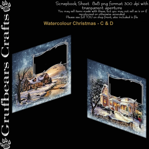 Quick Pages/Card Fronts Christmas Watercolour View -  C & D