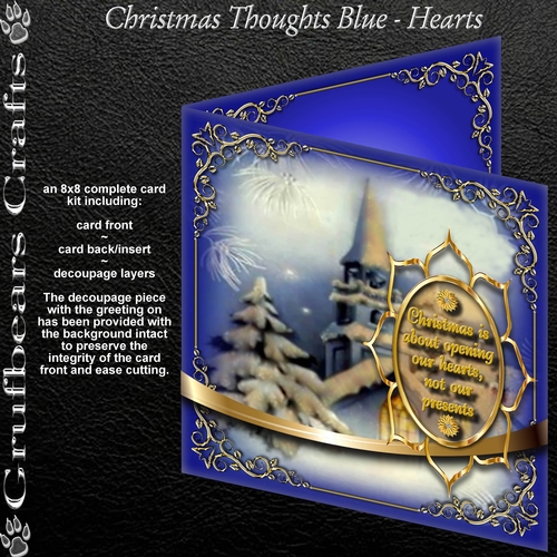 Christmas Thoughts Blue - Hearts