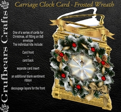 Carriage Clock Card - Frosted Wreath