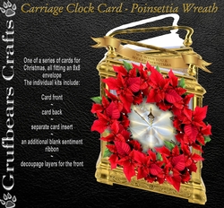 Carriage Clock Card - Poinsettia Wreath
