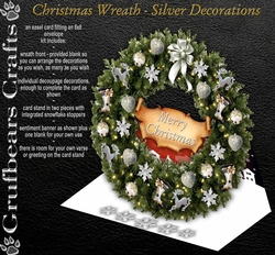 Christmas Wreath Easel Card - Silver Decorations