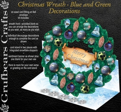 Christmas Wreath Easel Card - Blue and Green Decorations