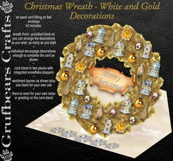 Christmas Wreath Easel Card - White and Gold Decorations