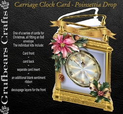 Carriage Clock Card - Poinsettia Drop
