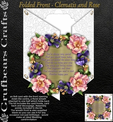 Folded Front Card - Clematis and Rose