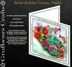 Border Birthday Greeting - Poppies