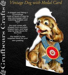 Vintage Dog with Medal Card
