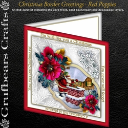 Christmas Border Greetings - Red Poppies